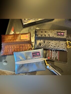 Makeup Junkie Bags Micro Wristlet Pouch - Brown, Grey, Blue